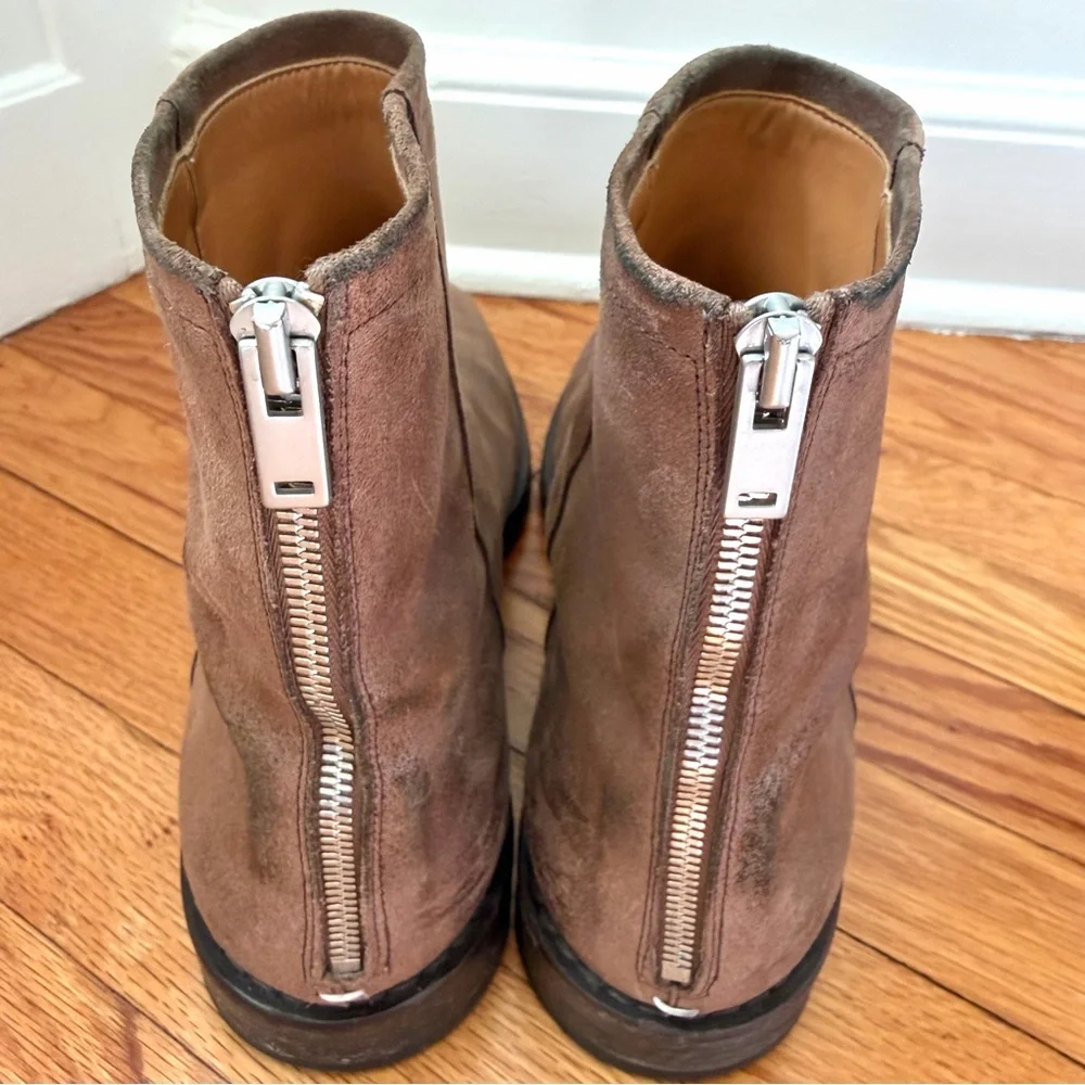 Maison Margiela Brown Suede Men’s Ankle Boots Vibram Sole Back Zip Size 45